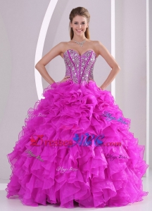 Unique Ruffles And Beading Sweetheart Floor-length Quinceanera Gowns Summer