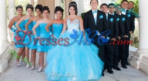 Pretty Sweetheart Baby Blue Quinceanera Package with Beading and Ruffles