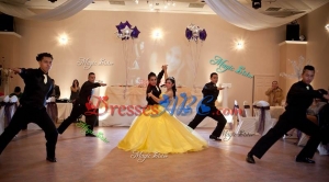 New Arrivals Big Puffy Beaded Yellow Quinceanera Package in Tulle