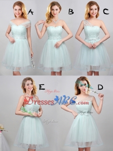 Perfect Princess Laced Bodice Tulle Short Dama Dress in Apple Green