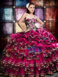 Best Selling Beaded and Ruffled Layers Quinceanera Dress in Organza and Taffeta