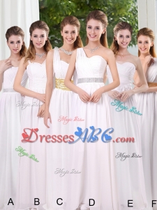 White Ruching Empire Dama Dresses for 2017
