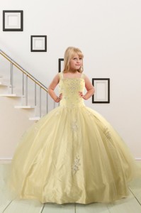 On Sales Appliques Light Yellow Little Girl Dress