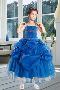 Ball Gown Royal Blue Little Girl Pageant Dress With Ruffles