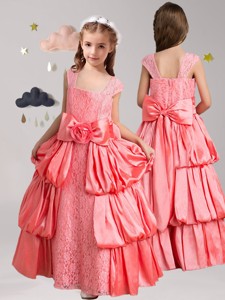 Sweet Straps Flower Girl Dress With Pick Ups