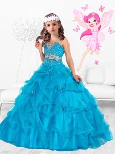 New Style Scoop Beaded And Bowknot Little Girl Pageant Dress