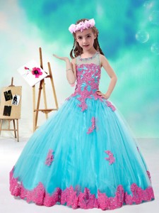Cheap Scoop Multi Color Little Girl Pageant Dress With Appliques