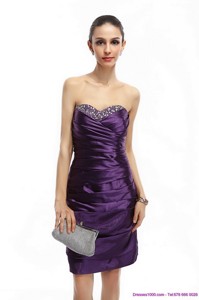 Sweetheart Mini Length Party Dress With Ruching And Beading