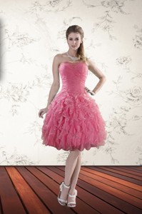 New Style Strapless Party Dress With Beading And Ruffles
