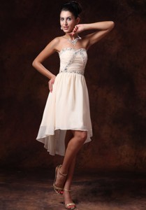 Champagne Empire Asymmetrical Sweetheart Chiffon Dress For Party For Custom Made