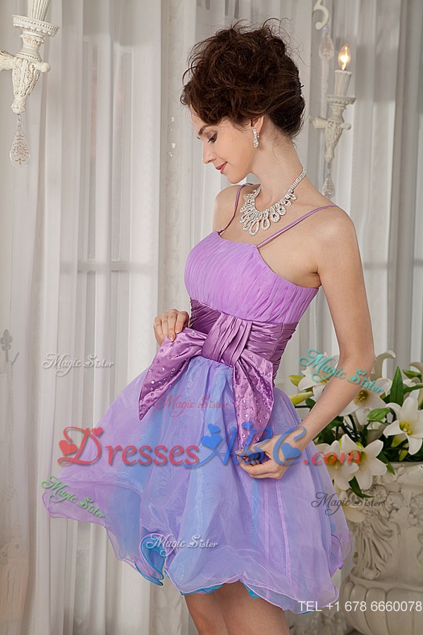 Colorful Pricess Straps Cocktail Dress Organza Beading And Ruch Mini-length