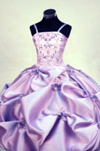Gorgeous Straps Floor-length Beading Ball Gown Lilac Little Girl Pageant Dress