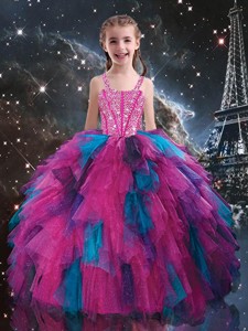 Petty Straps Beading Multi Color Little Girl Pageant Dress For Winter