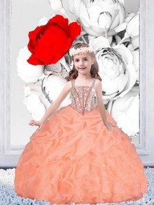 Pretty Straps Organza Little Girl Pageant Dress With Beading
