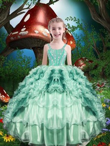 Lovely Straps Little Girl Pageant Dress with Beading and Ruffles 