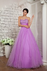 Lavender Pageant Dress Sweetheart Organza Beading Floor-length