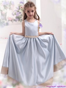 Silver Scoop Comfortable Flower Girl Dress With Waistband
