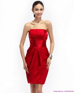 Most Popular Strapless Ruching Nightclub Dress In Red