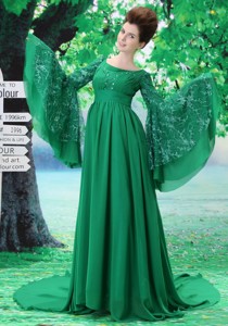 Custom Made For Maxi Dress With Scoop Long Sleeves Green In Harrisburg