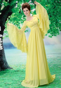 Custom Made For Maxi Dress With Scoop Long Sleeves Yellow In Harrisburg