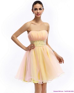Beautiful Strapless Multi Color Prom Dress With Beading And Ruching