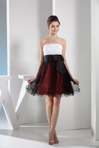 Multi-color Organza Layers Cocktail Dress With Appliques And Black Bow