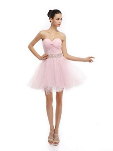 Cute Baby Pink Sweetheart Ruching Short Cocktail Dress