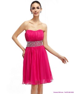 Coral Red Strapless Short Cocktail Dress With Ruching And Rhinestones