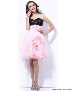 Sweetheart Sequins Cocktail Dress In Pink And Black