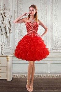 New Style Sweetheart Cocktail Dress With Beading And Ruffles