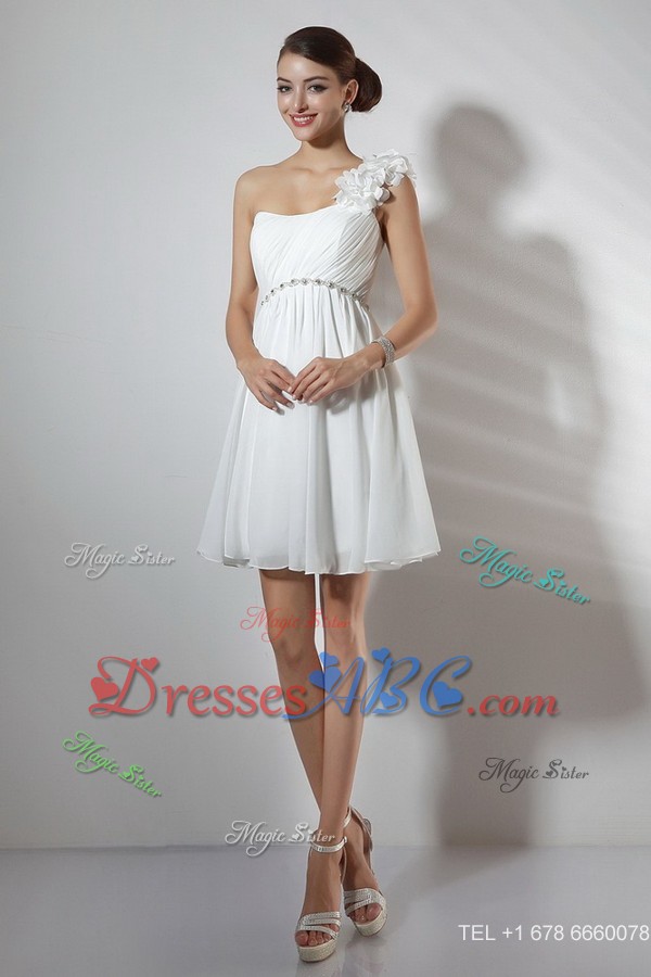 Elegant Empire One Shoulder Short Cocktail Dress In White