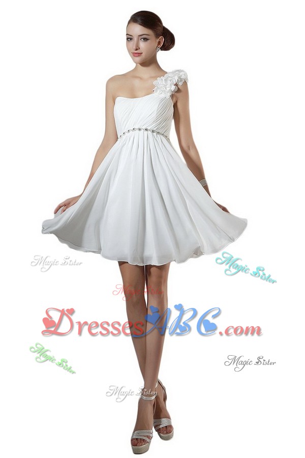 Elegant Empire One Shoulder Short Cocktail Dress In White