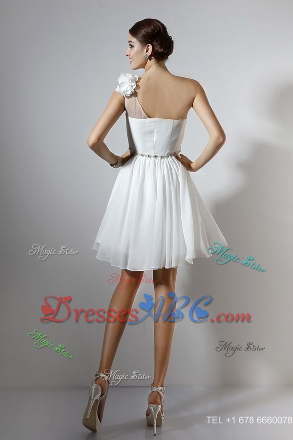 Elegant Empire One Shoulder Short Cocktail Dress In White