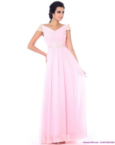 Perfect Off The Shoulder Beading Prom Dress In Baby Pink