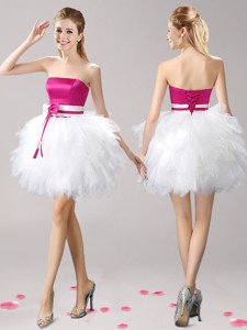 Discount Strapless Short Prom Dress with Ruffles and Bowknot
