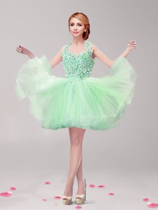 Classical Ruffled Prom Dress In Apple Green For Spring