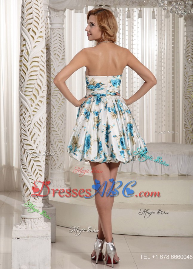 Luxurious Printing Colorful Sweetheart Prom Cocktail Dress For Graduation Party