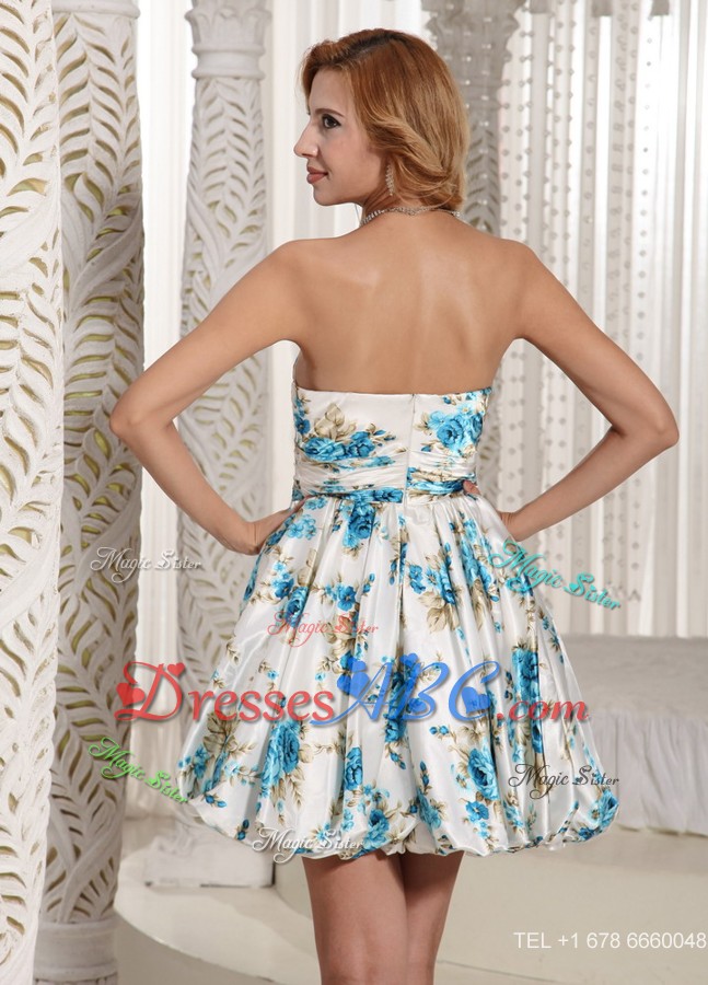 Luxurious Printing Colorful Sweetheart Prom Cocktail Dress For Graduation Party