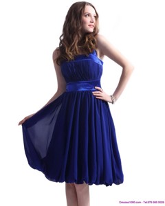 Navy Blue Halter Top Homecoming Dress With Sash And Ruffles