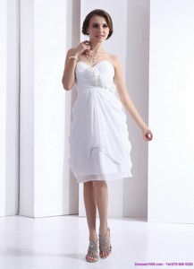 Perfect Sweetheart White Graduation Dress With Hand Made Flowers And Ruching