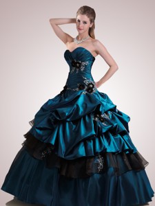 Custom Made Sweetheart Dark Blue Quinceanera Dress With Appliques