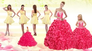 Pick Ups Red Quinceanera Dress And Yellow One Shoulder Prom Dress And Cute Red Little Girl Dr