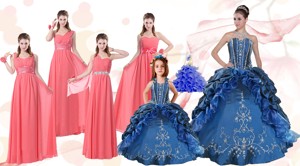 Elegant Ruffles And Embroidery Quinceanera Gown And Watermelon Long Prom Dress And Embroidery Litt