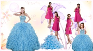 Gorgeous Ruffles And Beading Quinceanera Dress And Hot Pink Short Dama Dress And Cute Halter