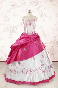 Luxurious Embroidery Sweet 15 Dress In White And Hot Pink