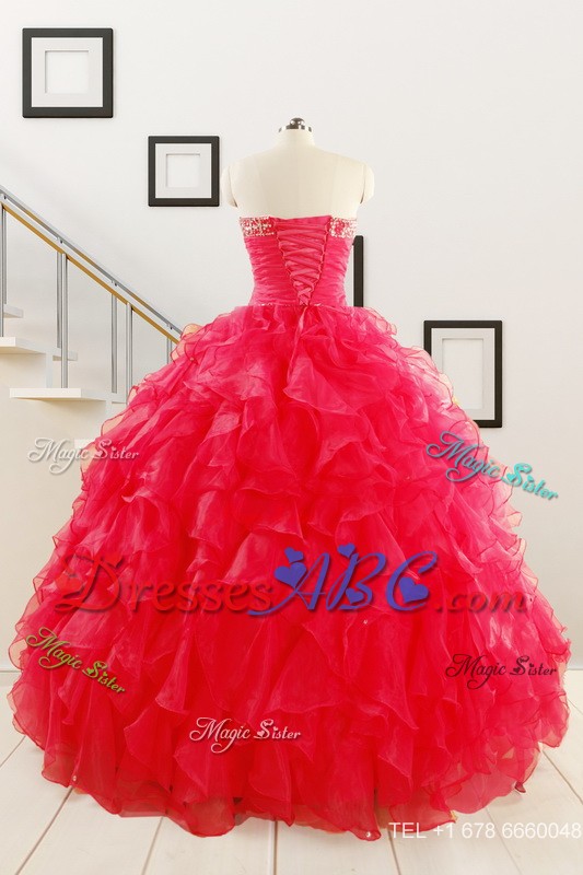 Pretty Ball Gown Sweetheart Sweet 16 Dress In Coral Red