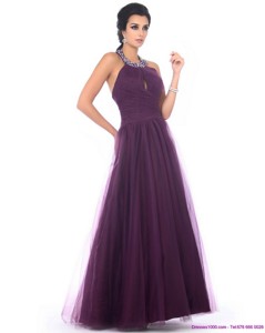 Gorgeous Halter Top Prom Dress With Ruching And Beading