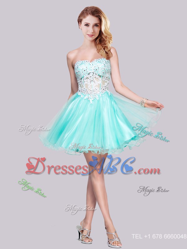 Exclusive Visible Boning Applique and Beaded Prom Dress in Apple Green