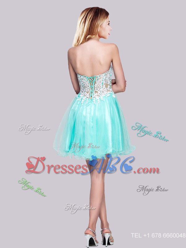 Exclusive Visible Boning Applique and Beaded Prom Dress in Apple Green