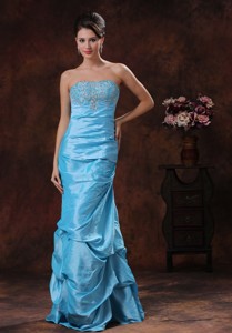 Aqua Blue Mermaid Prom Dress Clearances With Beaded Decorate Bust Wholesale